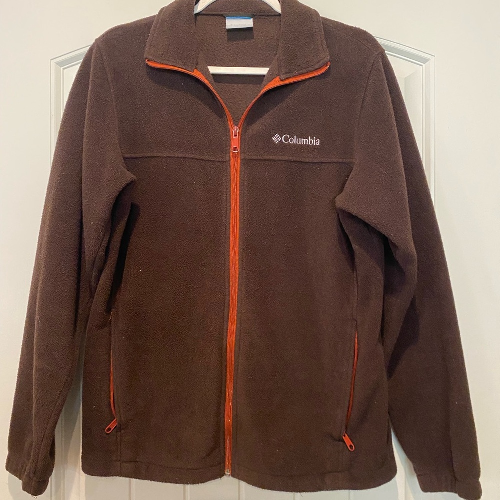 Brown and Orange Fleece Jacket Columbia Size Small Men’s